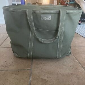 L.L. Bean Boat and Tote Zip-Top with Pocket Large Green Cotton